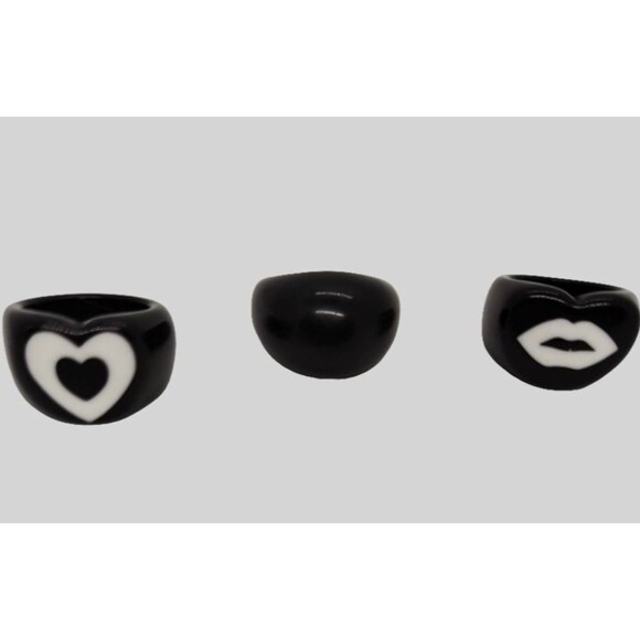 Heavy Black Resin Rings - Picture 1 of 4